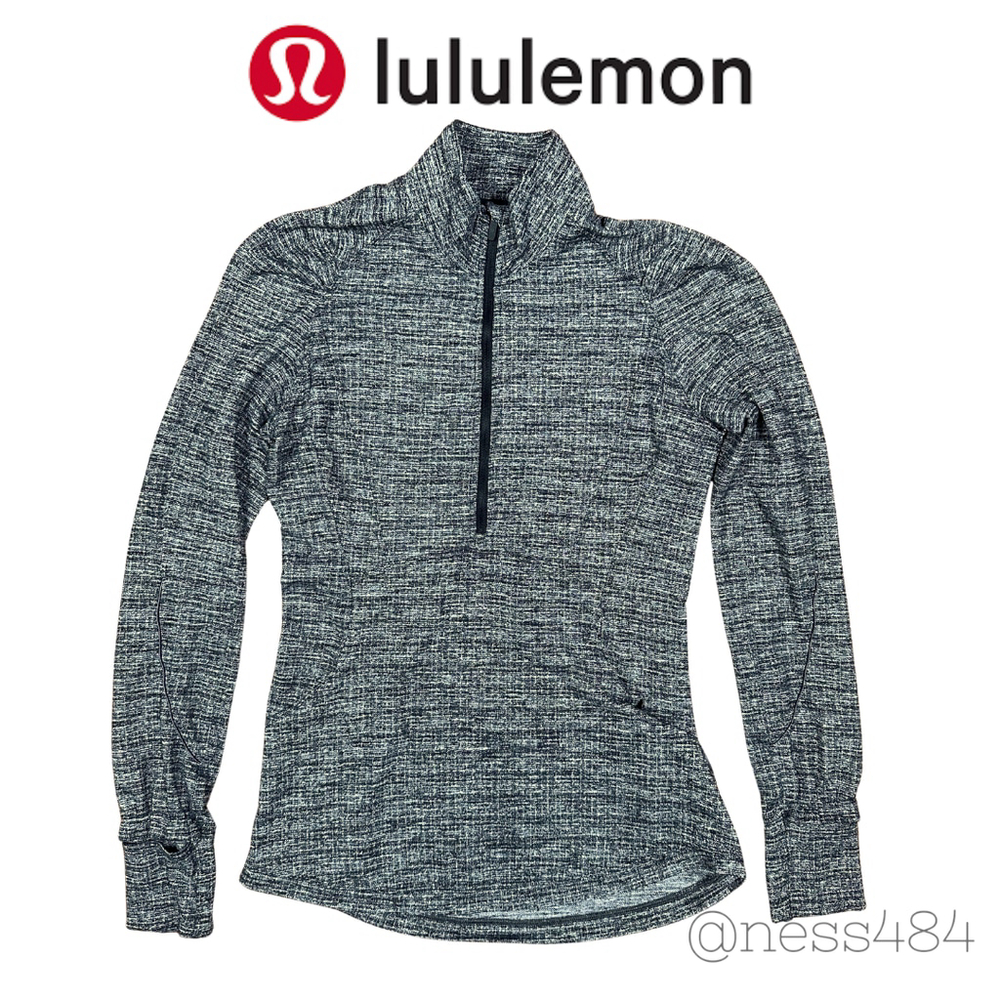 Lululemon Women's Heathered Grey Quarter Zip Long Sleeve‎ Athletic Top Size 6